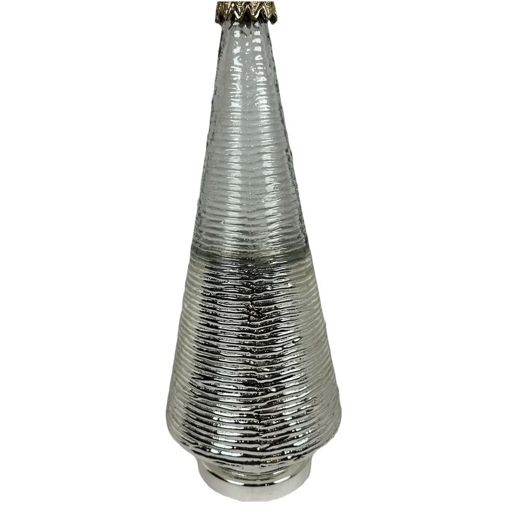 Silver Mercury Glass Christmas Tree Decor w/ Gold Star Topper 19